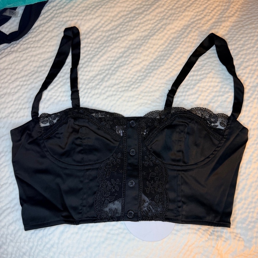 NEW Princess Polly 8 Leonara Top Black Corset Bustier Lace Trim Whimsigoth Indie